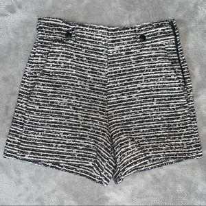 Zara Tweed Black and White High Waisted Shorts